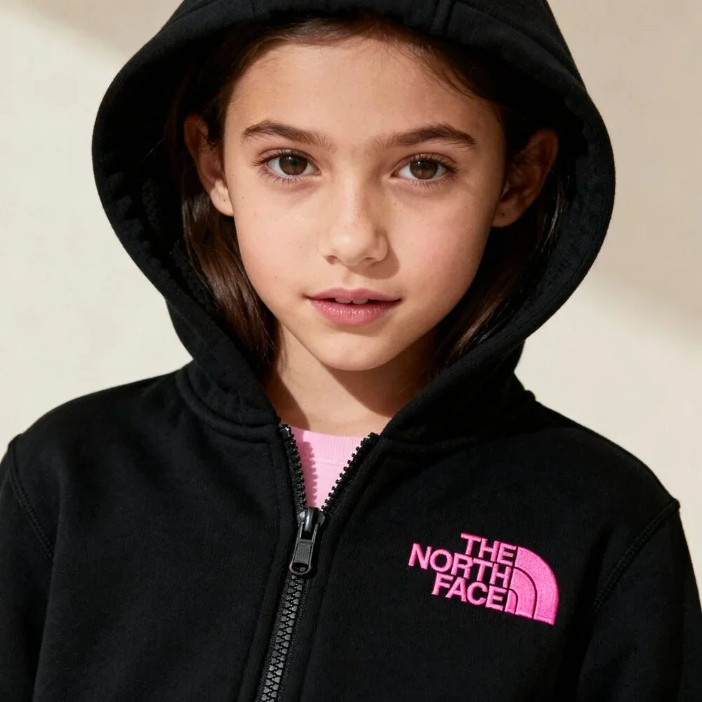 The North Face Girls YXL (14/16) Full-Zip Hoodie Sweatshirt – Black, Pink Logo